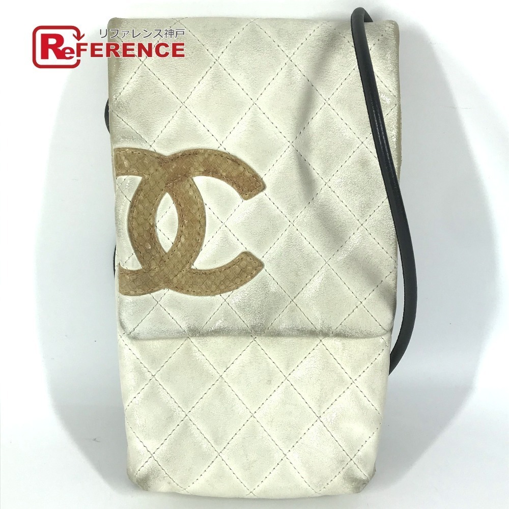 Chanel Cambon CC Coco Mark Crossbody Flap Shoulder Bag Python White